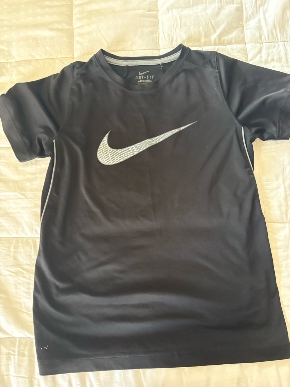 Nike Black Short Sleeve Dri-FIT Tee with Silver Swoosh